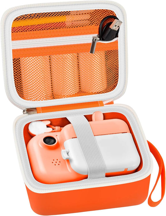 PAIYULE Camera Case Compatible with Instant Camera for Kids Digital Video Cameras Storage Holder Bag Camera And Print Paper(Box Only) (Orange)