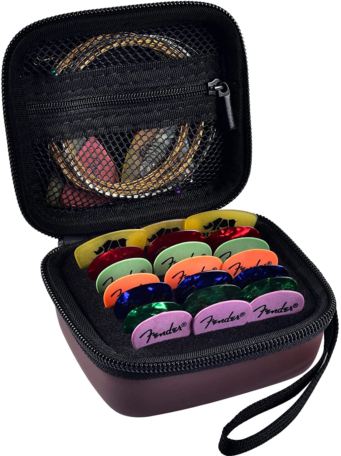 Guitar Pick Holder Case for Fender/ for Dunlop/ for D'Addario/ for Jim Dunlop/ for ChromaCast/ for UNLP MUSICAL INSTRUMENT Guitar Accessories, All Size Picks Storage Pouch Box-Bag Only-balck